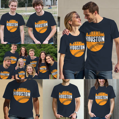 Classic Houston Skyline Baseball T-Shirt