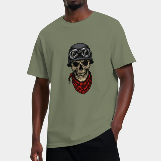 Skull Wearing Vintage Moto Helmet Ranger T Shirts