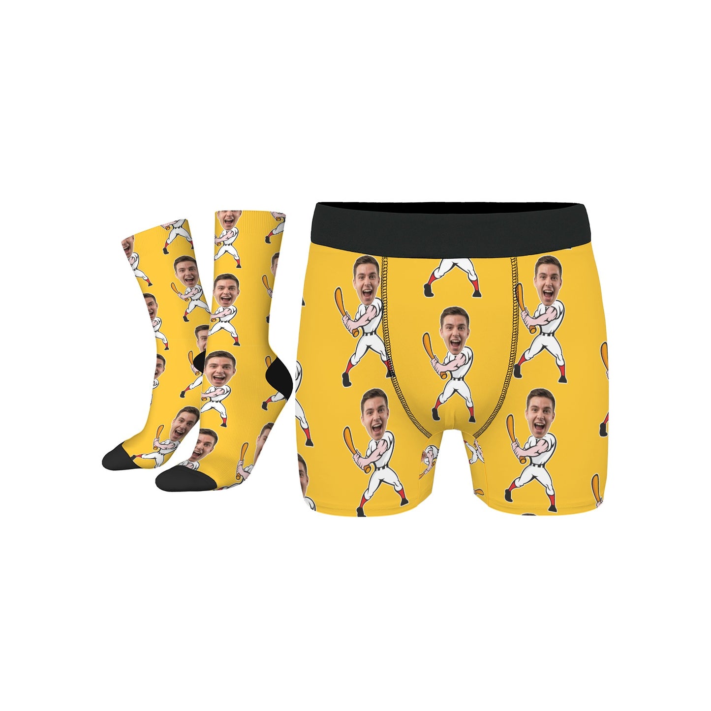 Custom Baseball Face Socks and Underwear for Him