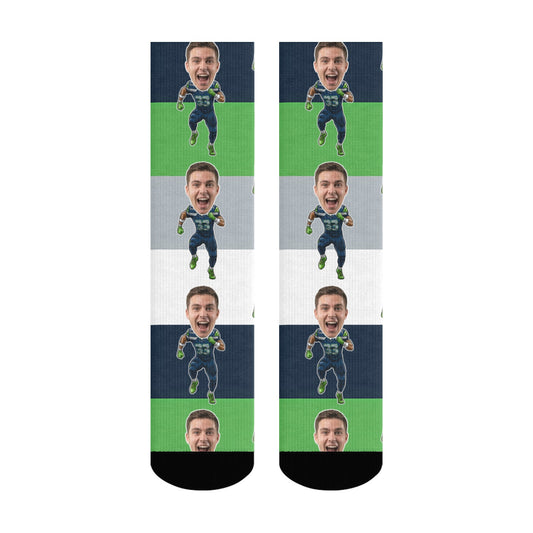 Custom Seattle Football Face Socks