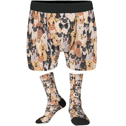 Custom Men's Underwear & Socks Set - Pets Family Design