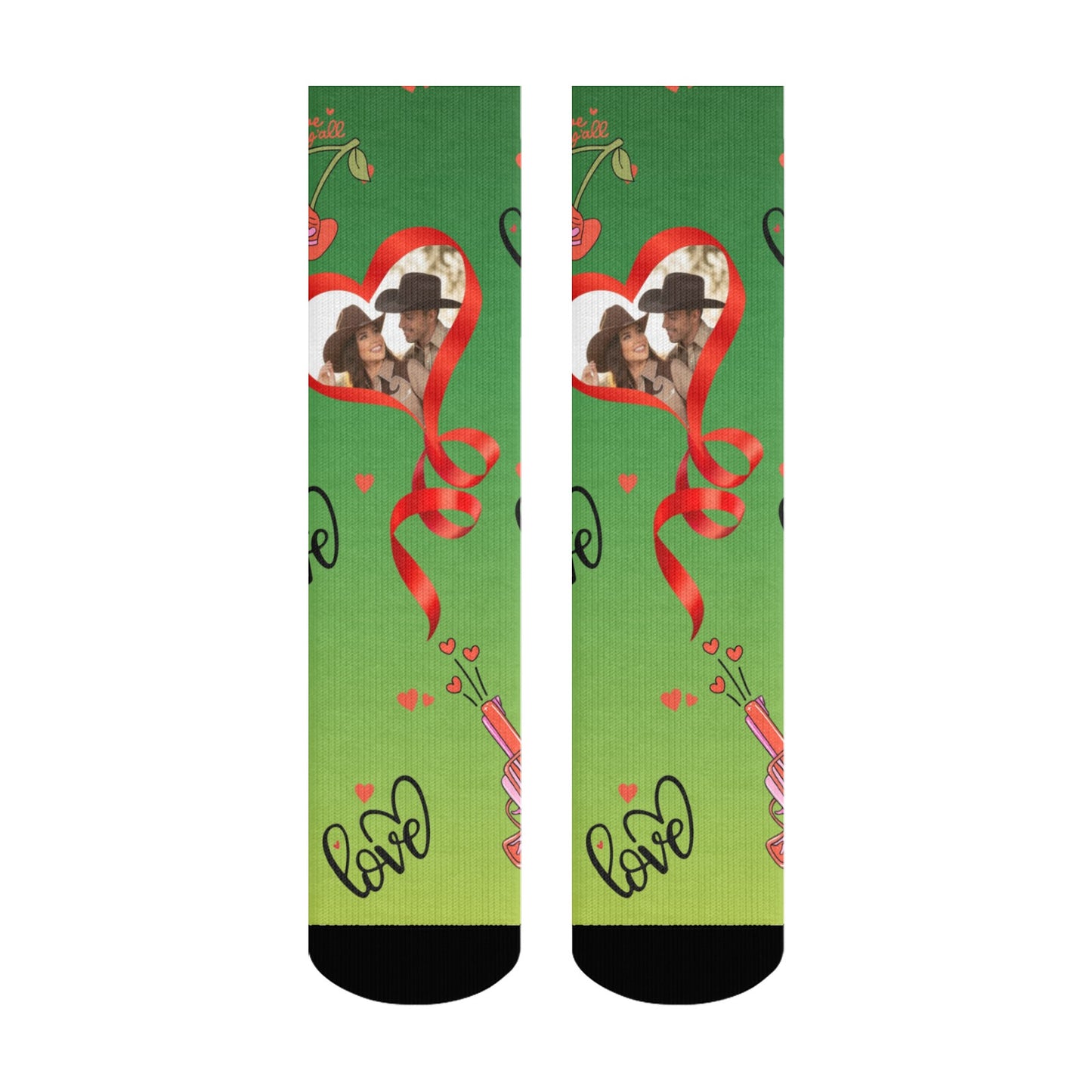 Custom Valentine's Day Cowboy Couple Love Gradient Sock