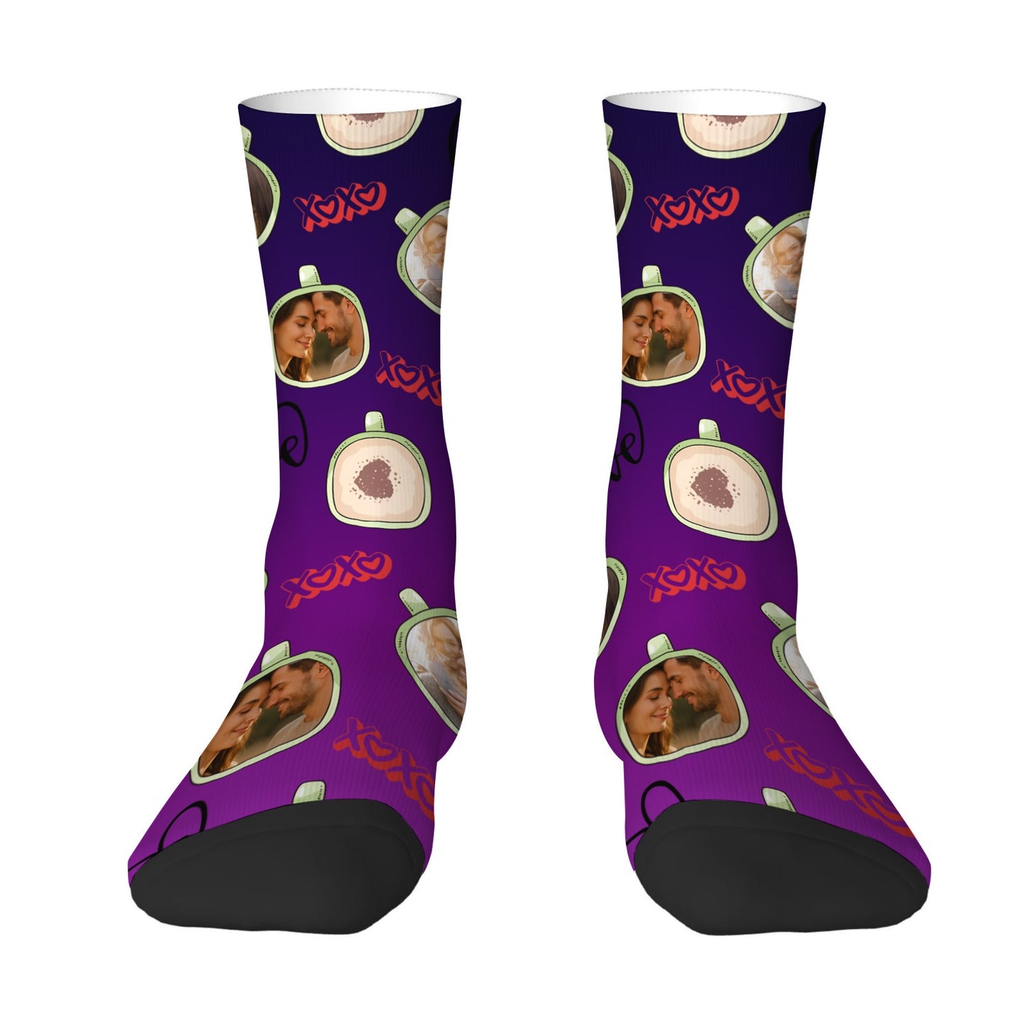 Personalized Valentine's Day Couple Love Coffee Gradient Sock