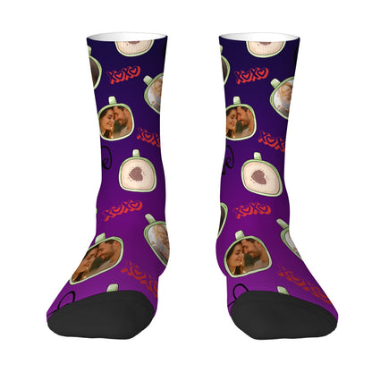 Personalized Valentine's Day Couple Love Coffee Gradient Sock