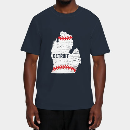 Detroit Map Baseball Lover Fans T-Shirt