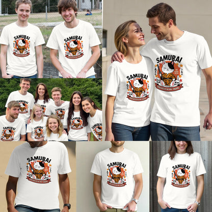 Japanese Funny Retro Samurai Cat T-shirt