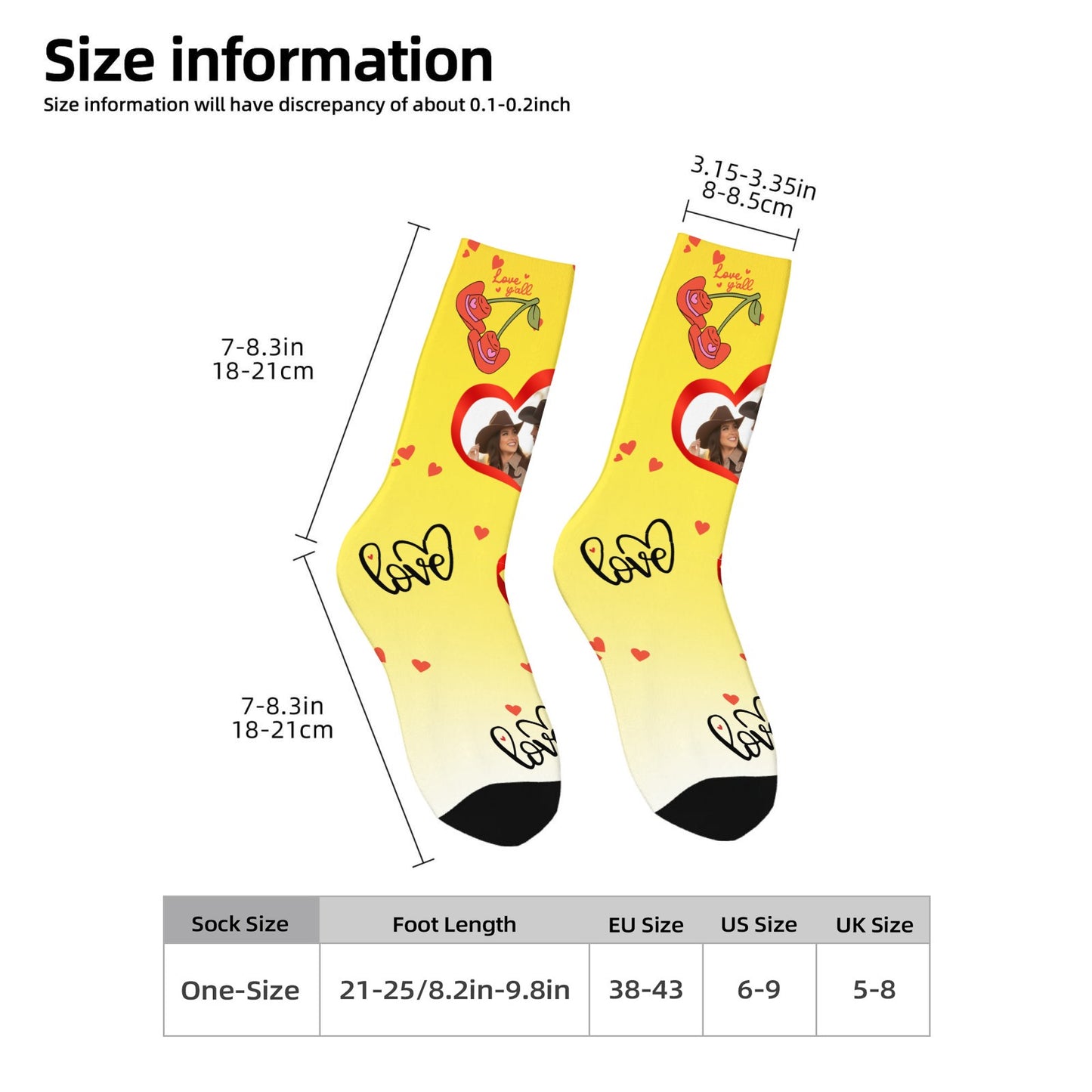 Custom Valentine's Day Cowboy Couple Love Gradient Sock