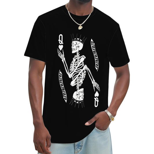 Poker Print T-Shirts Creative Poker Q Round Neck Short Sleeve Tee Shirts