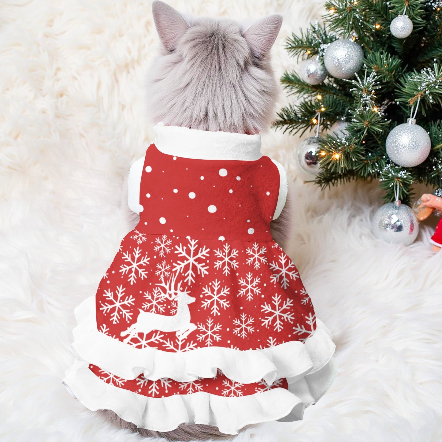 Snowflake Reindeer Pattern Pets Christmas Dress