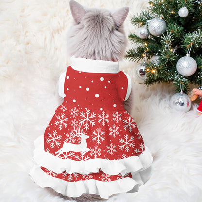 Snowflake Reindeer Pattern Pets Christmas Dress