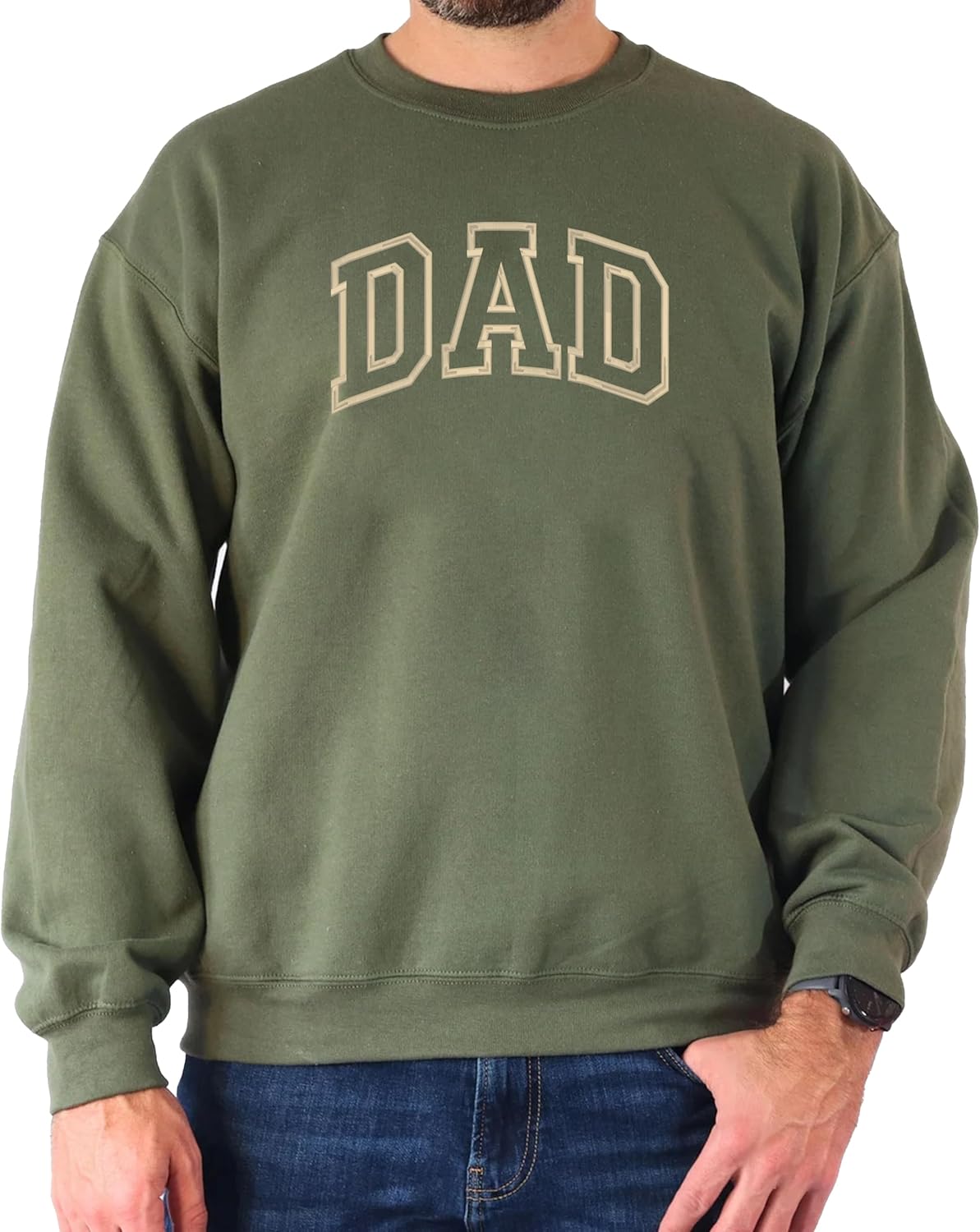 Embroidered Dad Crewneck Sweatshirt Cozy Soft Gift for Men Fathers