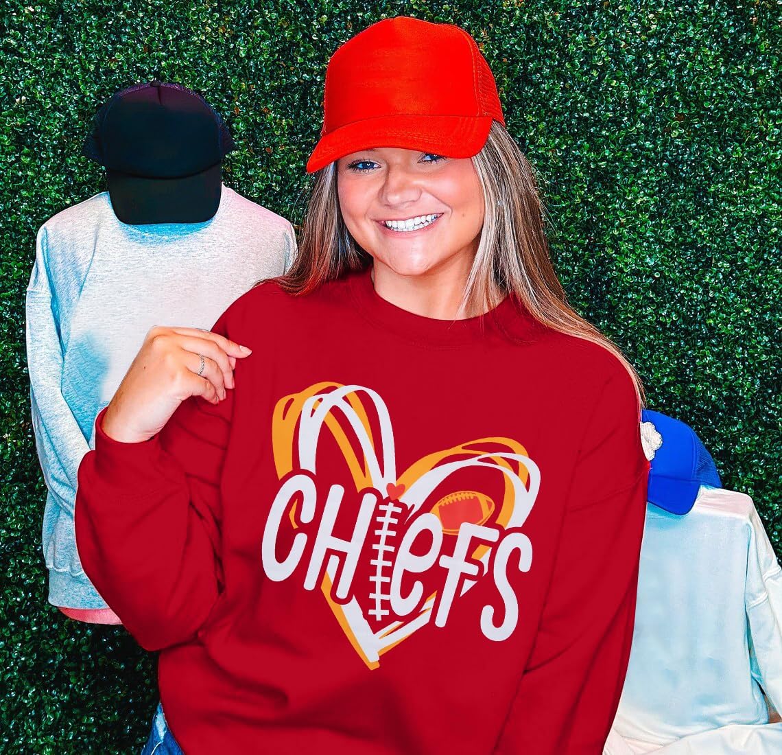 Football Game Day Graphic Crewneck Sweatshirt for Women Fans Top