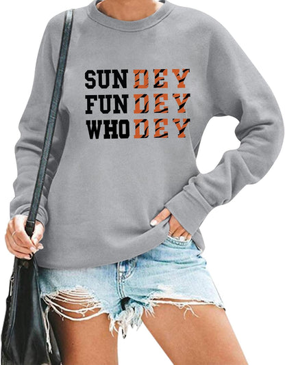 Game Day Sunday Funday Crewneck Sweatshirt for Women Football Top