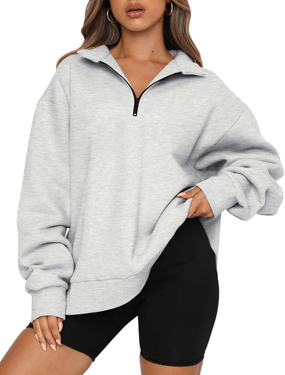 Womens Oversized Sweatshirts Fall Sweaters Fashion Hoodies Half Zip Pullover Long Sleeve Shirts Clothes