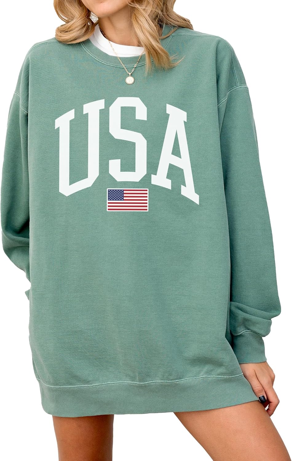 USA Flag 4th of July Crewneck Sweatshirt Unisex Pullover Top