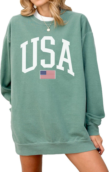 USA Flag 4th of July Crewneck Sweatshirt Unisex Pullover Top
