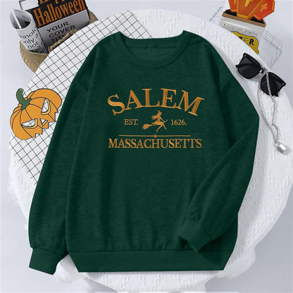 Halloween Salem Graphic Crewneck Sweatshirt for Women Fall Pullover
