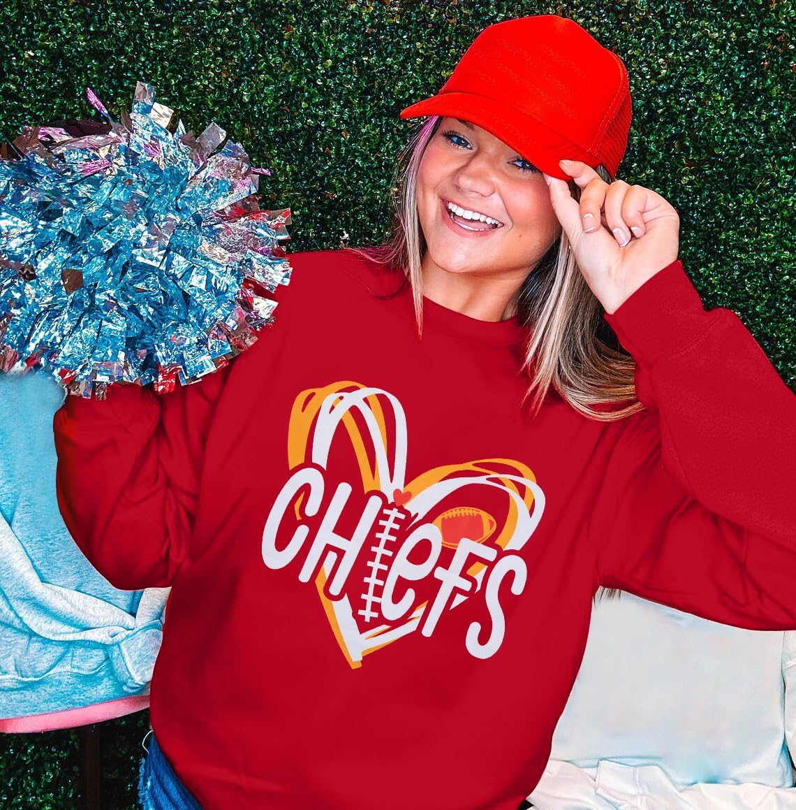 Football Game Day Graphic Crewneck Sweatshirt for Women Fans Top