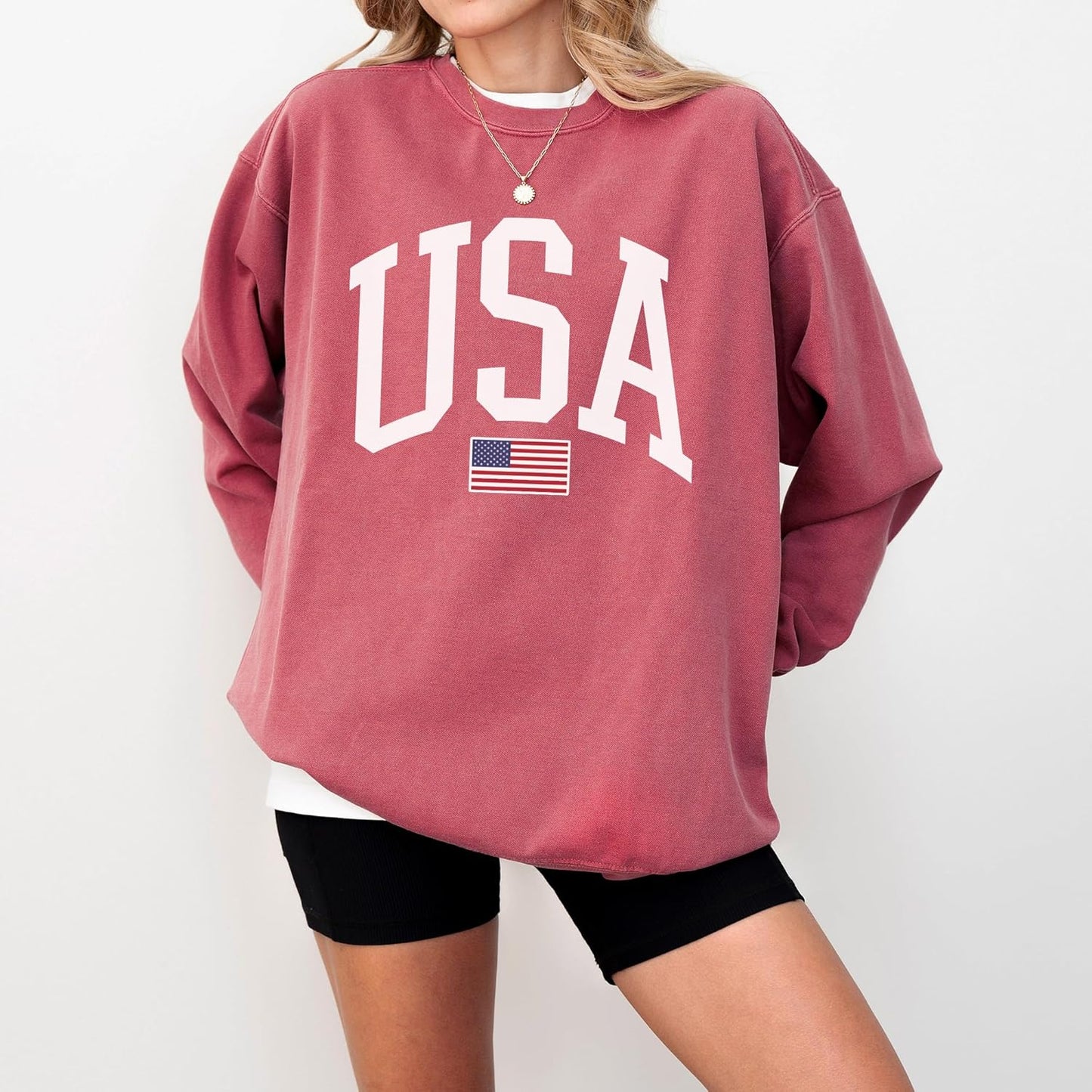 USA Flag 4th of July Crewneck Sweatshirt Unisex Pullover Top