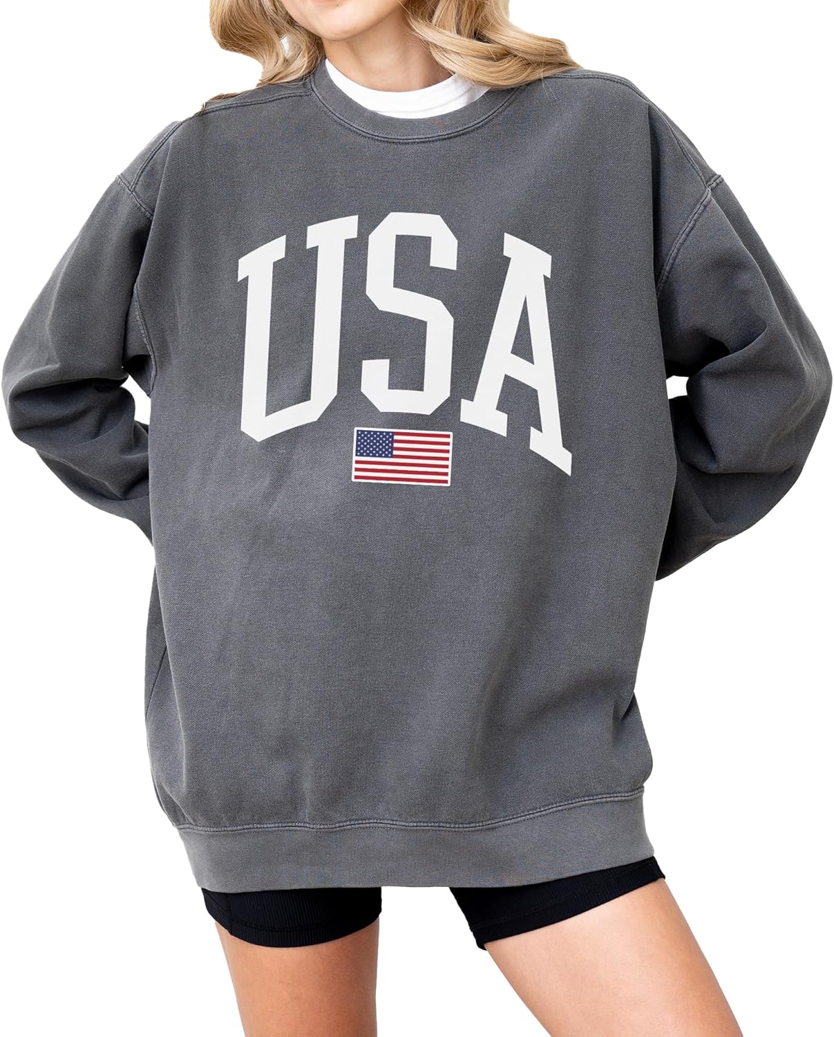 USA Flag 4th of July Crewneck Sweatshirt Unisex Pullover Top