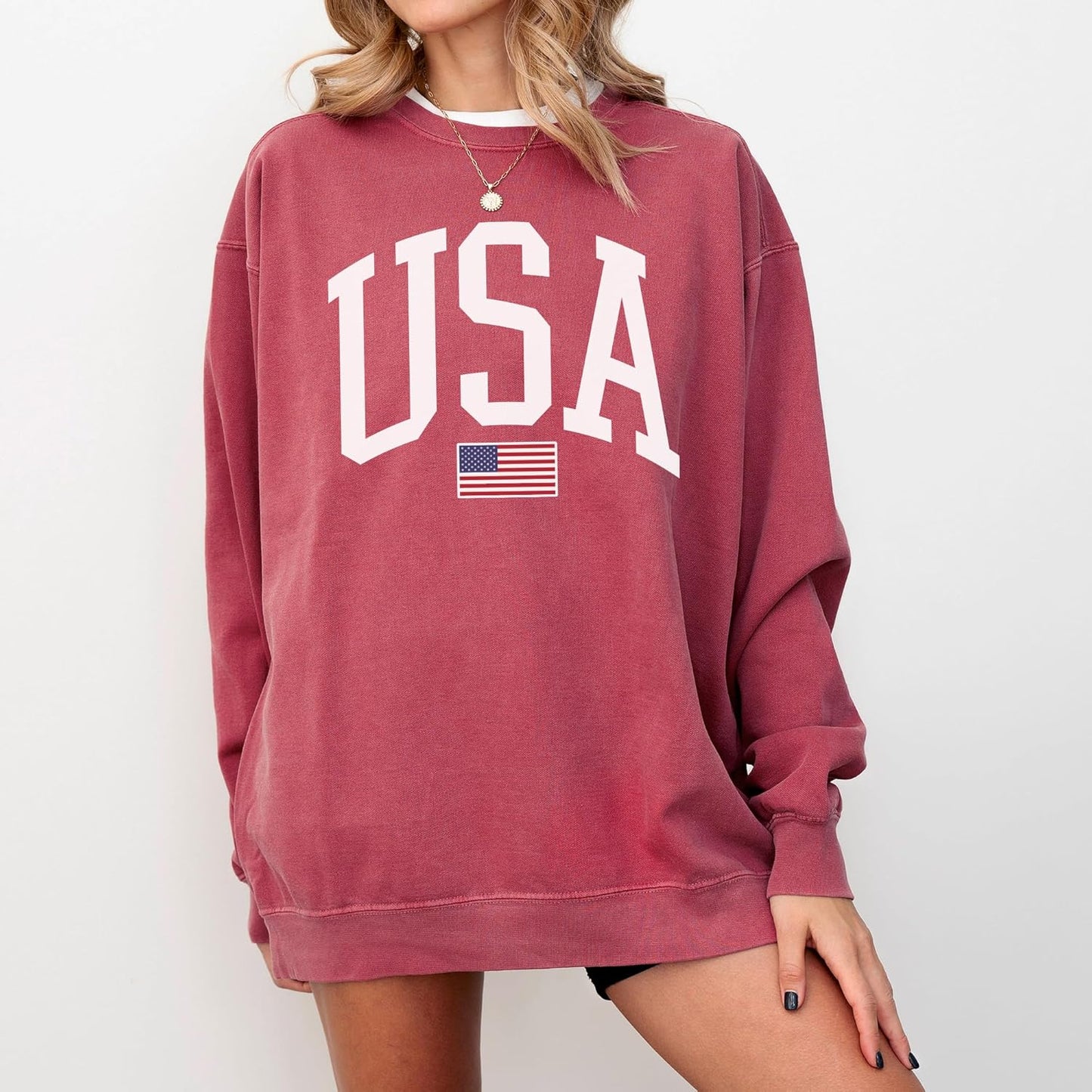 USA Flag 4th of July Crewneck Sweatshirt Unisex Pullover Top