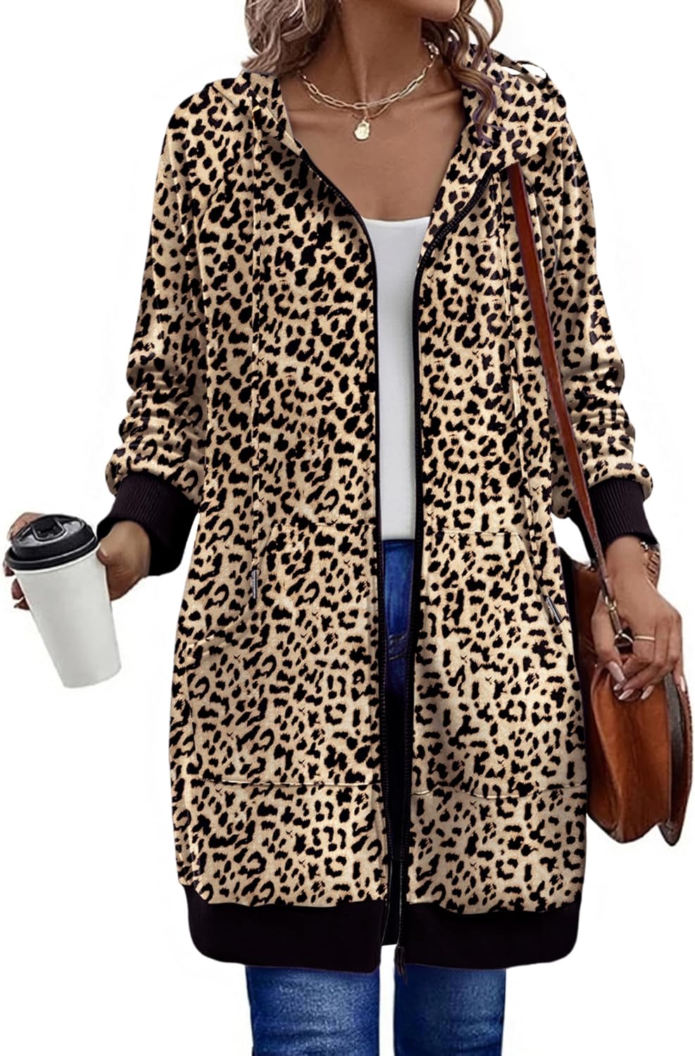 Women's Zip Up Hoodies Long Sleeve Long Tunic Sweatshirts Oversized Casual 2025 Fall Jacket Coat with Pocket