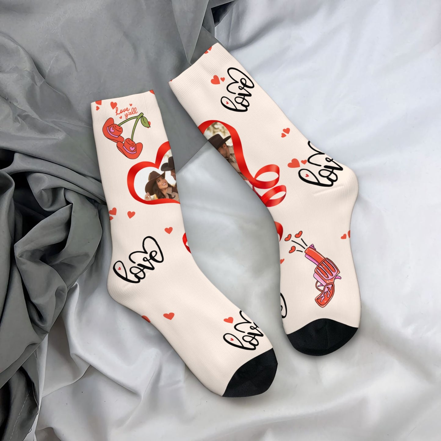 Custom Valentine's Day Cowboy Couple Love Sock
