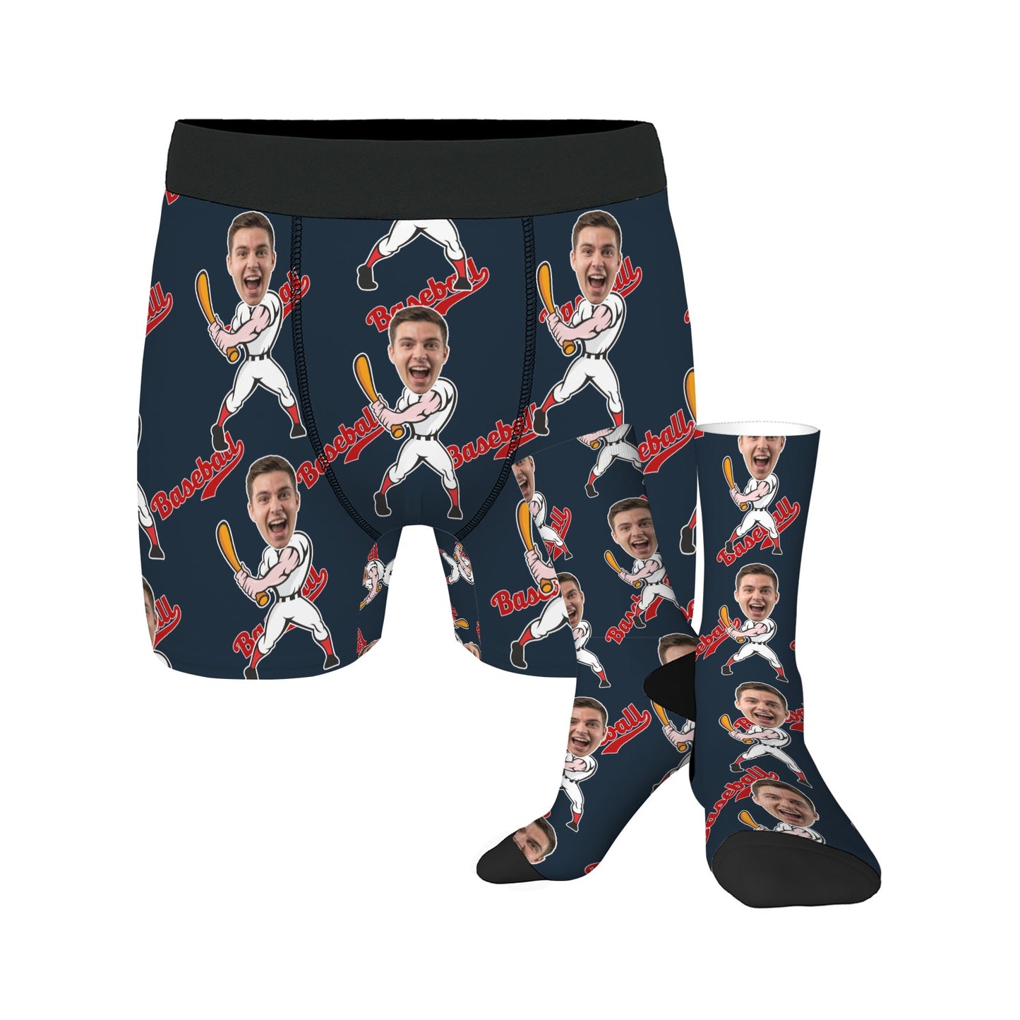 Custom Face Baseball Socks Men's Underwear Set