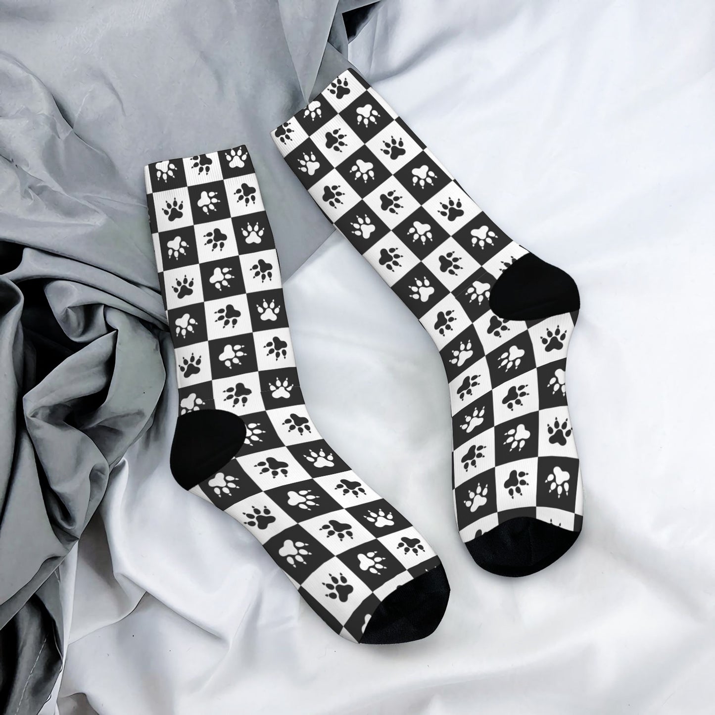 Custom Men's Underwear & Socks Set - Paw Checkered Design