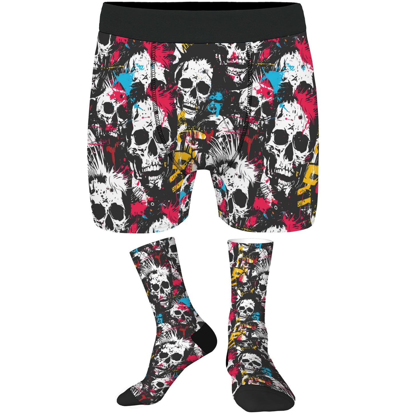 Custom Men's Underwear & Socks Set - Skull Design