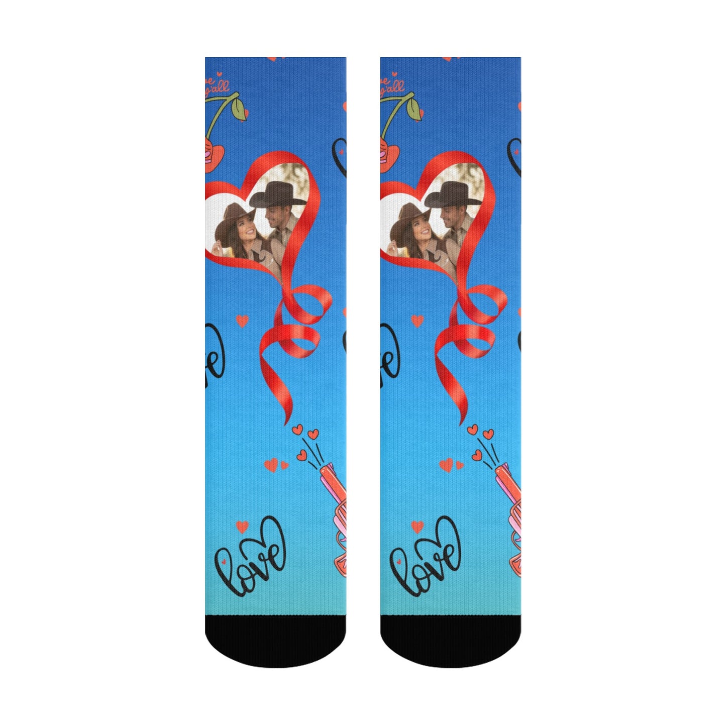 Custom Valentine's Day Cowboy Couple Love Gradient Sock