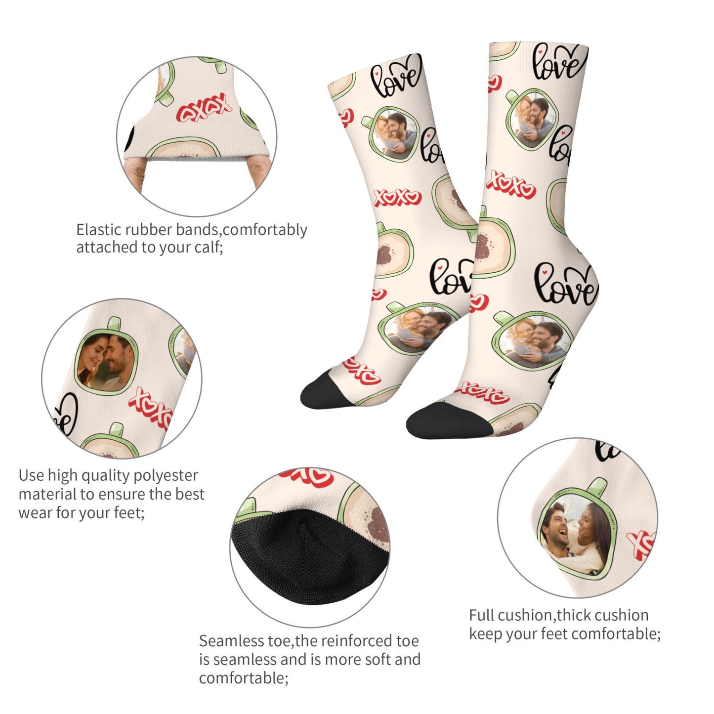 Custom Valentine's Day Couple Love Coffee Socks