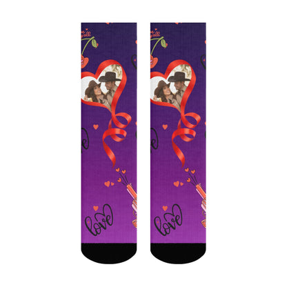 Custom Valentine's Day Cowboy Couple Love Gradient Sock