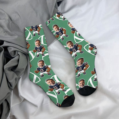 Personalized Chicago Football Face Socks