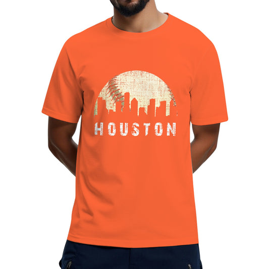Houston Skyline Baseball Game Vintage T-Shirt