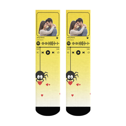 Music Customizable Valentine's Day Spider Couple Love Gradient Sock