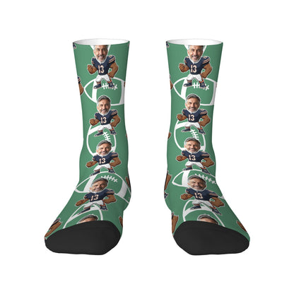 Athletic Chicago Football Style Custom Face Socks & Boxer Briefs