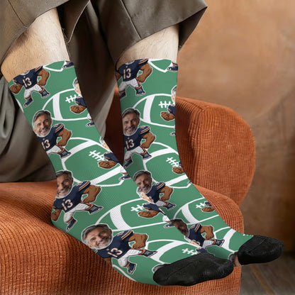 Personalized Chicago Football Face Socks