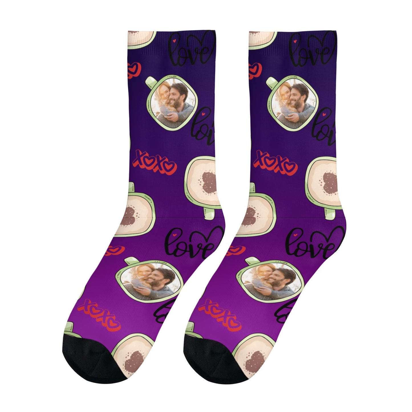 Personalized Valentine's Day Couple Love Coffee Gradient Sock
