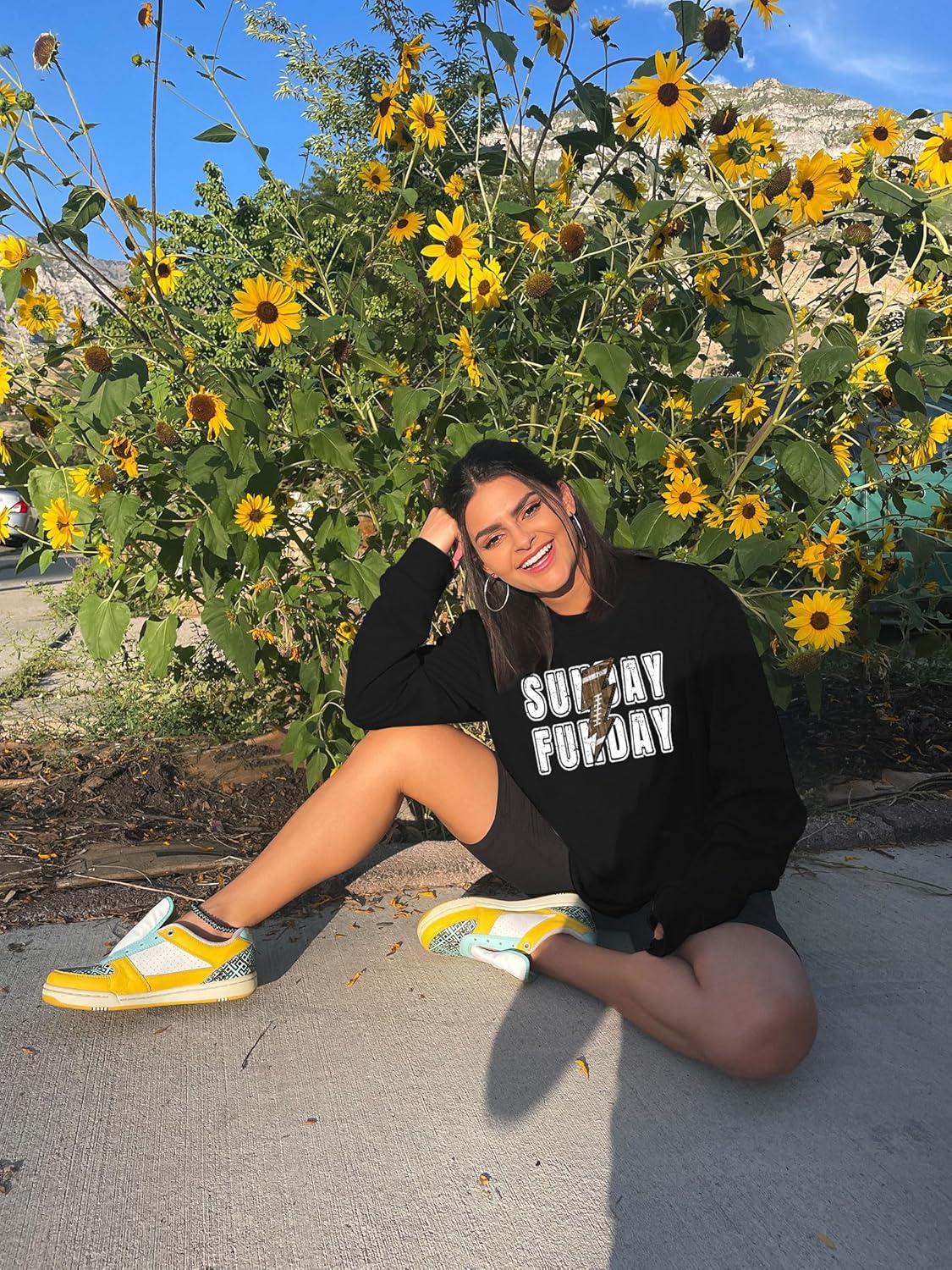 Game Day Sunday Funday Crewneck Sweatshirt for Women Football Top