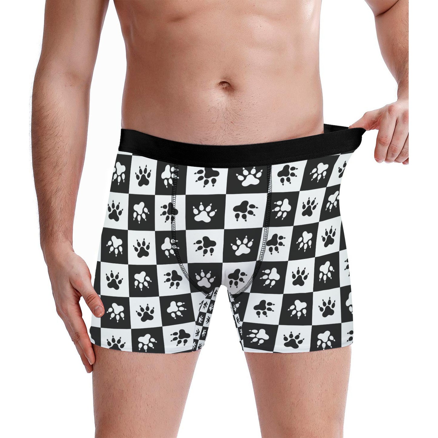Custom Men's Underwear & Socks Set - Paw Checkered Design