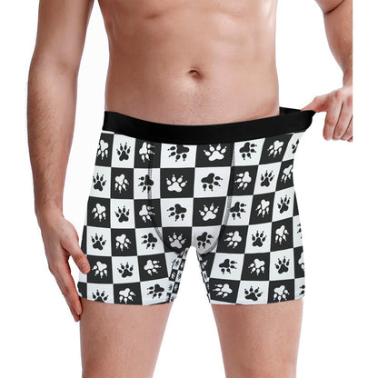 Custom Men's Underwear & Socks Set - Paw Checkered Design
