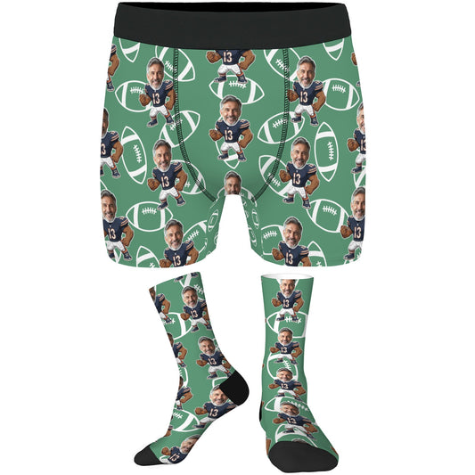 Athletic Chicago Football Style Custom Face Socks & Boxer Briefs