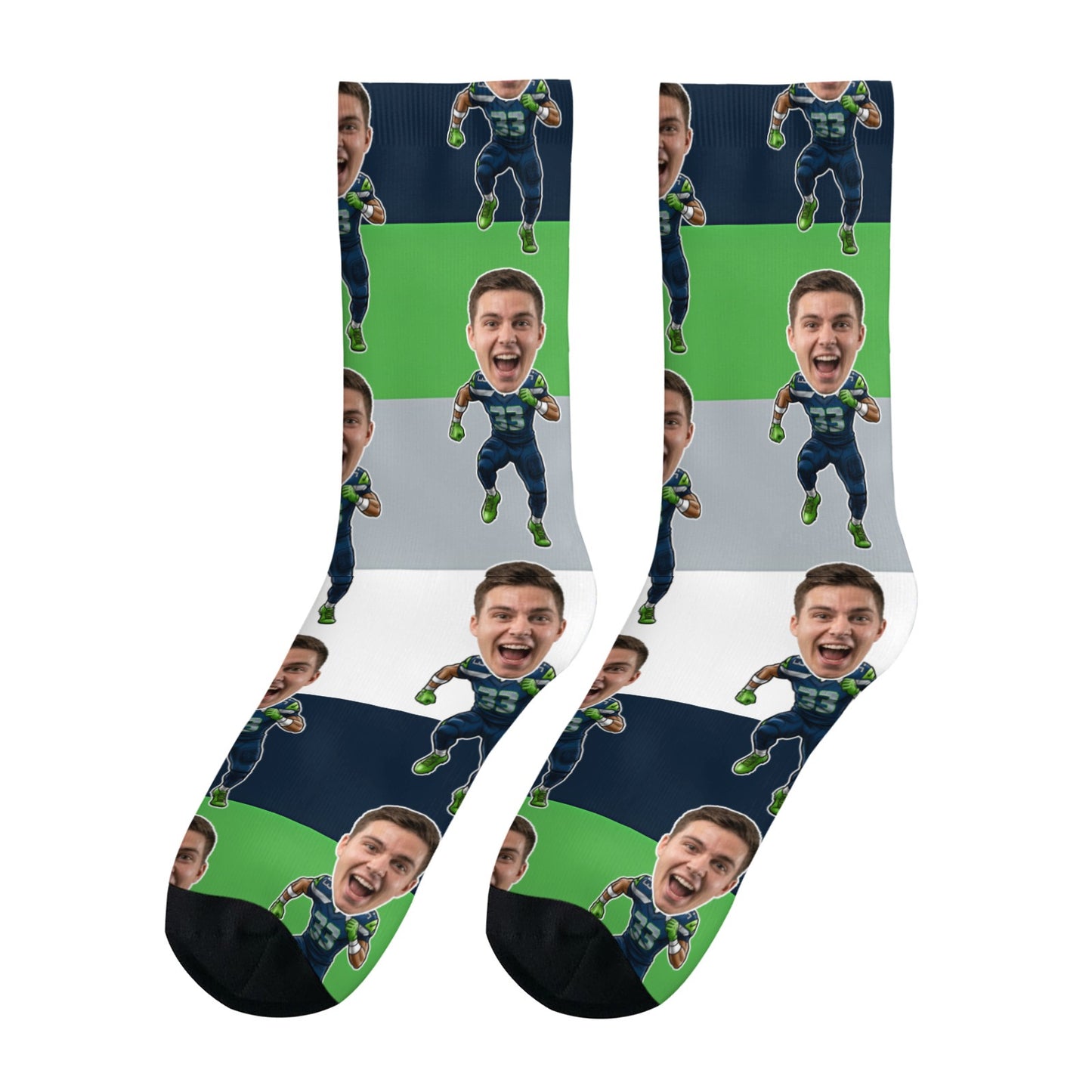Custom Seattle Football Face Socks