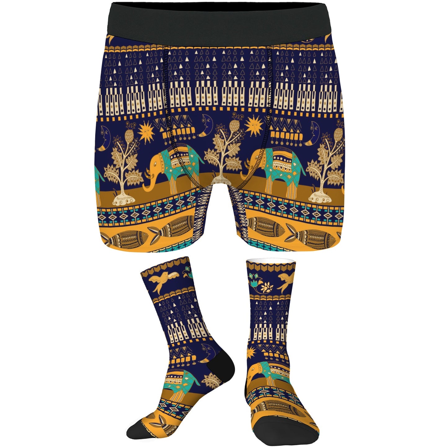 Custom Men's Underwear & Socks Set - Native Inspired Elephant Design