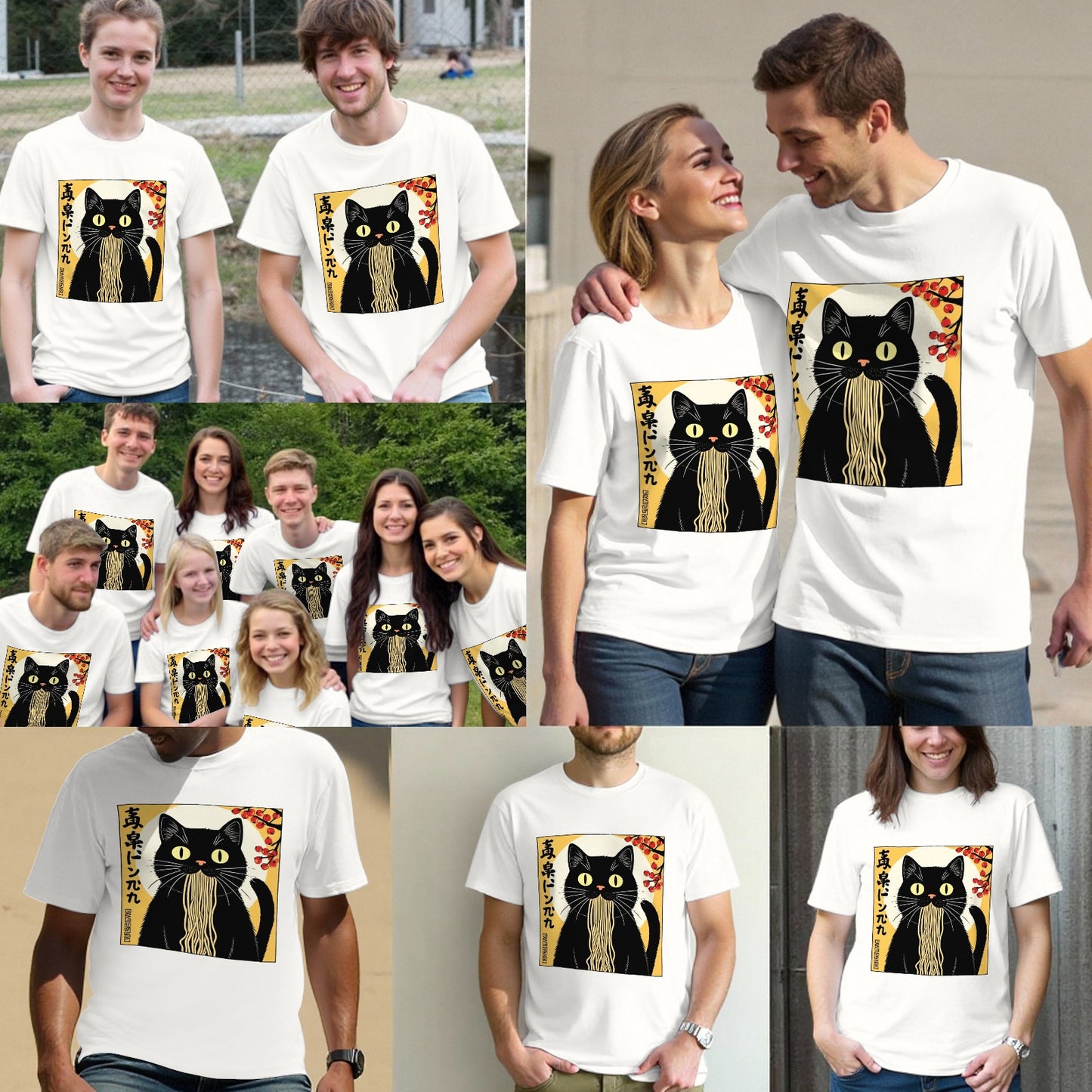 Funny Vintage Cat Eating Ramen T-Shirt