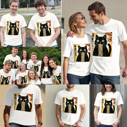 Funny Vintage Cat Eating Ramen T-Shirt