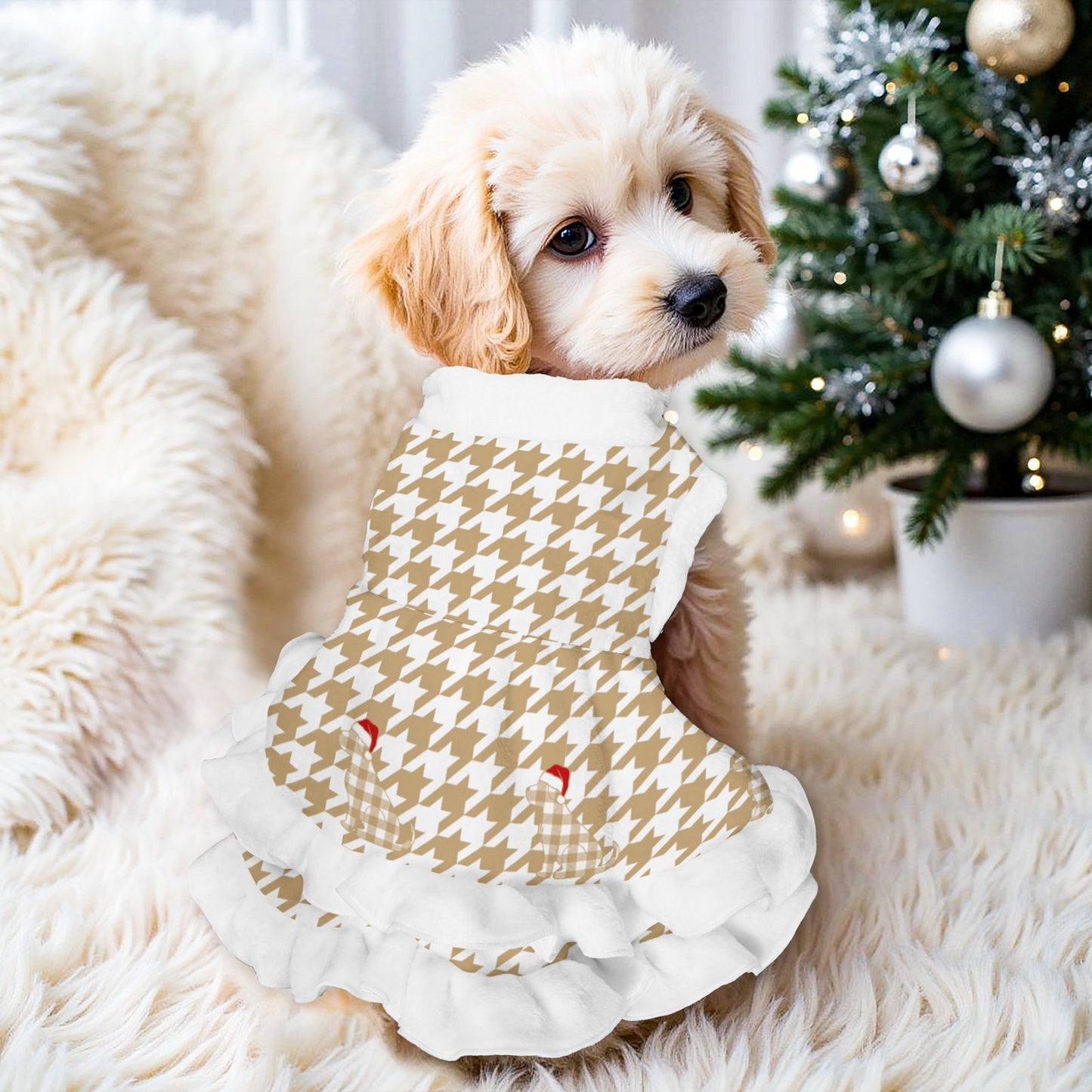 Houndstooth Pattern Pets Christmas Dress