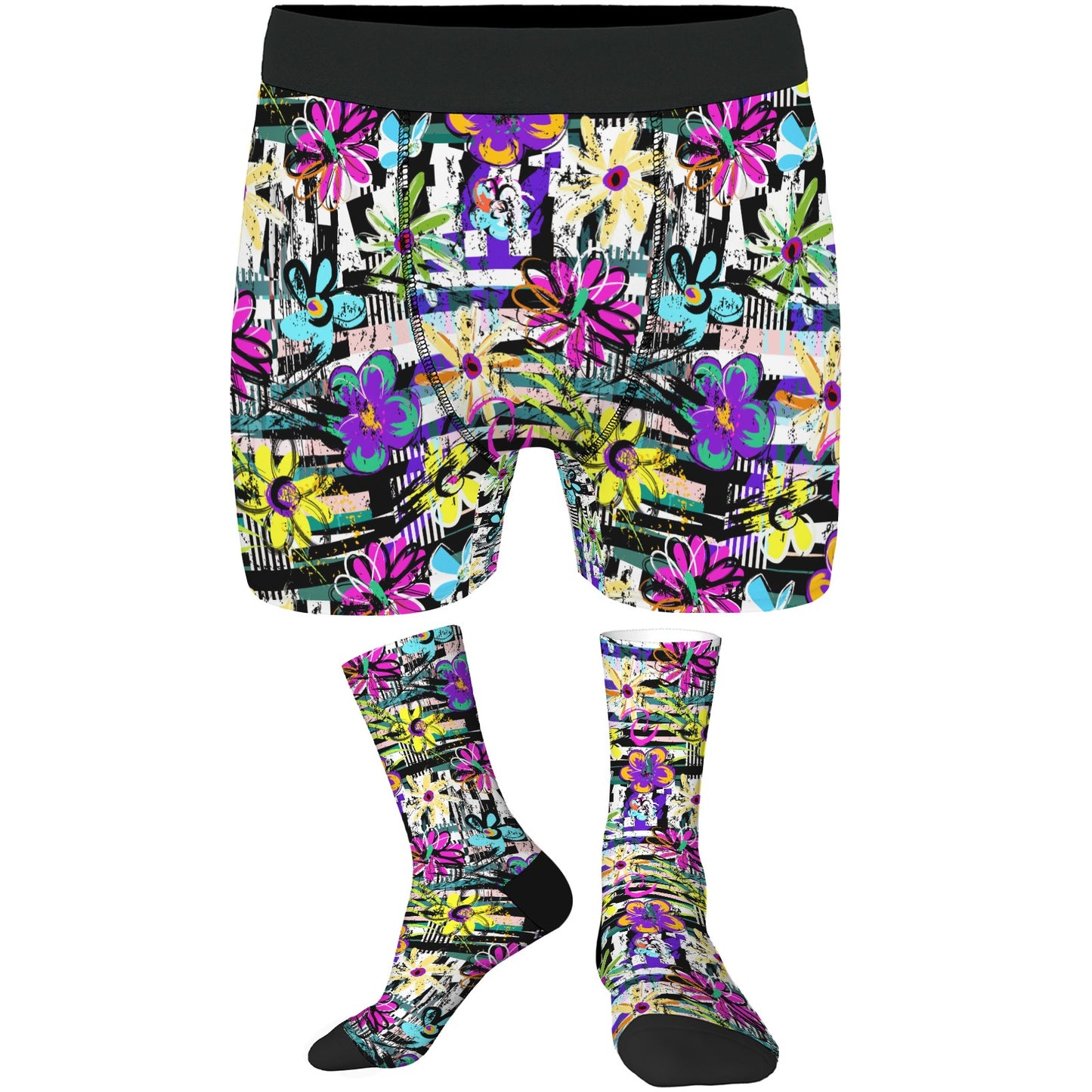 Custom Men's Underwear & Socks Set - Terrible Flowers