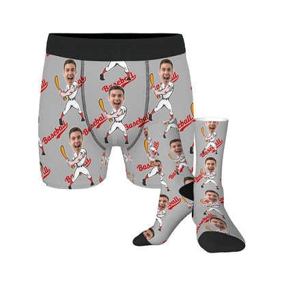 Custom Face Baseball Socks Men's Underwear Set
